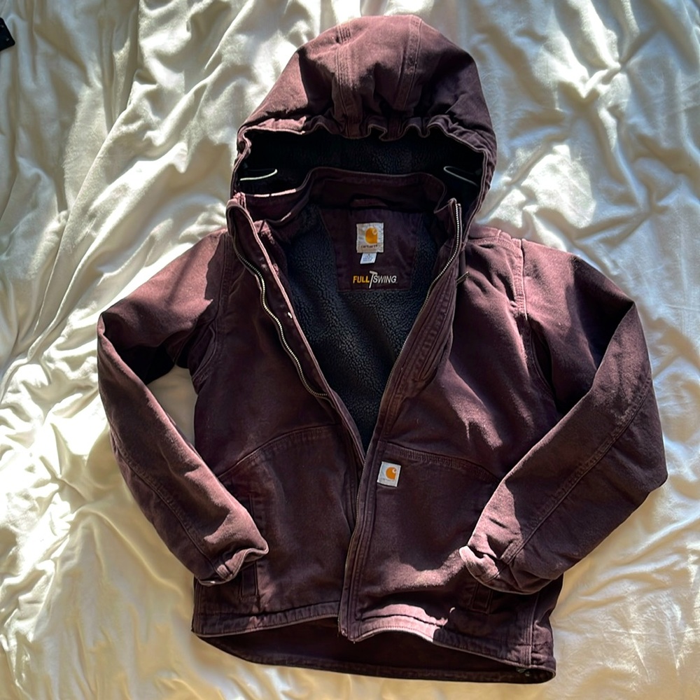 Carhartt jacket, plum, size S, fleece lined - excellent condition